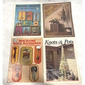 Lot 4 Vintage 1970s Macrame Pattern Books Wall Hangings Plant Hangers DIY Crafts